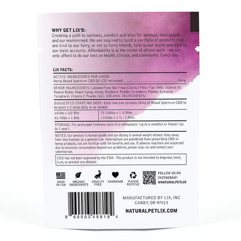 Lix CBD Trial Bites Dog Soft Chews 60mg 3Ct - Poudre Pet and Feed Supply